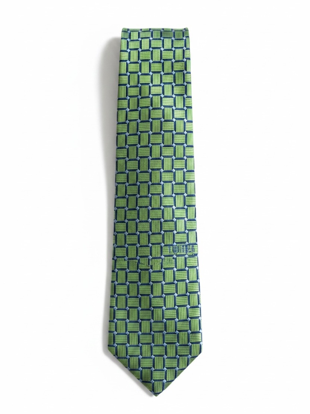 Nautica Silk Tie Green Blue Geometric Classic Wide Necktie